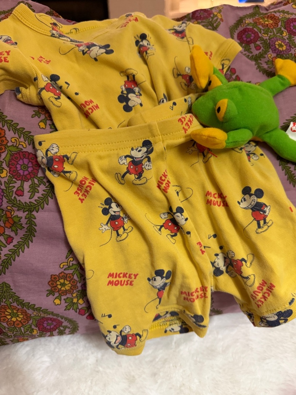 GAP Yellow Mickey Mouse Short PJ Tee set with Red & Black Accents.  Cute & soft